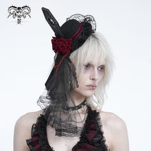 Load image into Gallery viewer, AS304 Lolita DIY Coffin-Shaped Lace Mini Top Hat Hair Clip
