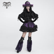 Load image into Gallery viewer, AS308 Black and purple fox fur mid-length plush leg warmers
