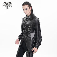 Load image into Gallery viewer, SHT123 Laminated Scratched Punk Swallowtail Shirt

