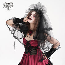 Load image into Gallery viewer, AS192 Gothic wedding lace women black Skull Crown Veil
