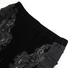 Load image into Gallery viewer, EPT01901 Black Sexy Women Gothic velvet and lace flared trousers
