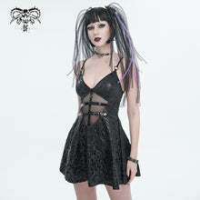 Load image into Gallery viewer, SKT173 Pentagram Printed Hollow Out Lace up Suspender Skirt
