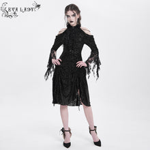 Load image into Gallery viewer, ESKT061 Burnout flocked off-shoulder dress&nbsp;
