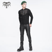 Load image into Gallery viewer, TT260 Punk knitted small stand collar men&#39;s T-shirt
