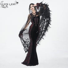 Load image into Gallery viewer, ECA016 Gothic sequined feather hooded women&#39;s long cloak
