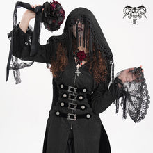Load image into Gallery viewer, CT24701 Black Gothic long hooded long sleeve coat
