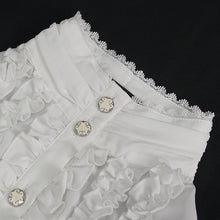 Load image into Gallery viewer, SHT10602 White chiffon smocked lace stand collar women&#39;s shirt
