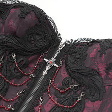 Load image into Gallery viewer, ECST00802 red Gothic fringed iris one-piece bustle corset for women
