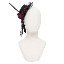Load image into Gallery viewer, AS304 Lolita DIY Coffin-Shaped Lace Mini Top Hat Hair Clip
