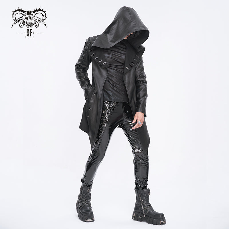 CT217 Dark punk hooded imitation leather men's jacket