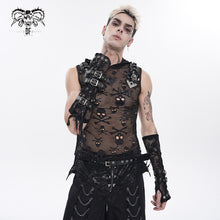 Load image into Gallery viewer, TT321 Punk Skull Mesh Hooded Sleeveless T-Shirt
