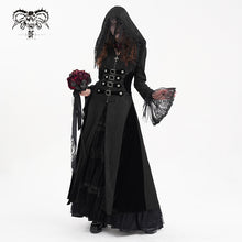 Load image into Gallery viewer, CT24701 Black Gothic long hooded long sleeve coat
