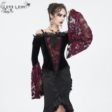 Load image into Gallery viewer, ETT03602 off-shoulder one-piece long-sleeved  gothic women&#39;s T-shirt
