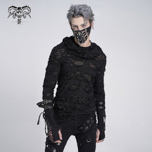 Load image into Gallery viewer, TT084 punk men ripped finger covered autumn hooded black top
