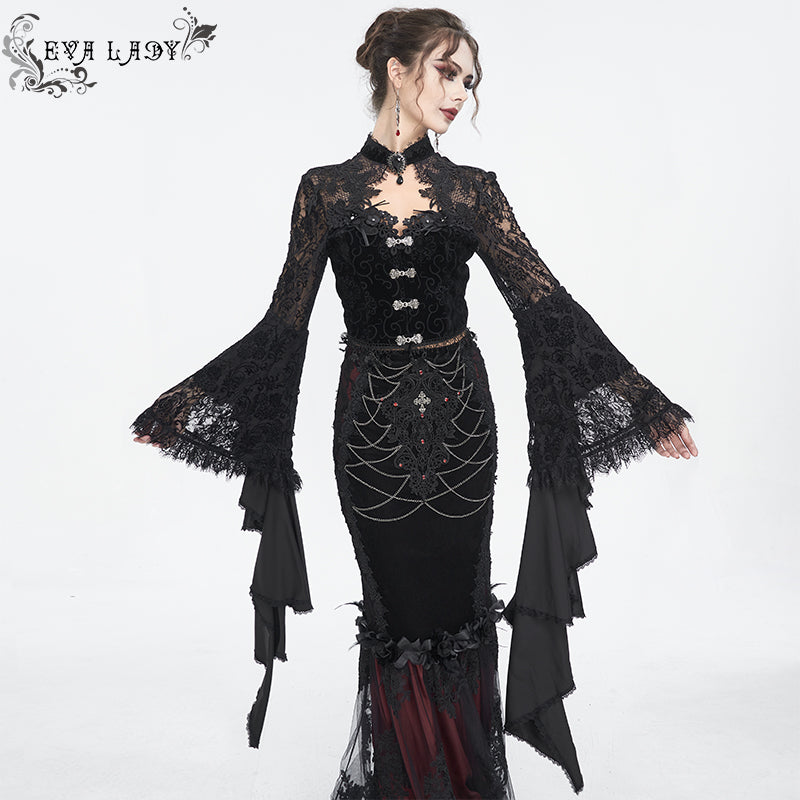 ECT014 Gothic women's one-piece long-sleeved short coat