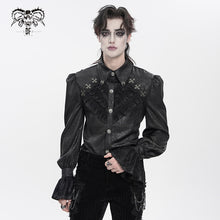 Load image into Gallery viewer, SHT15701 Black Two-Tone Woven Long-Sleeve Gothic Shirts
