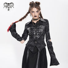 Load image into Gallery viewer, SHT143 Long-sleeved faux leather shirt with random lines patterns
