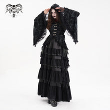Load image into Gallery viewer, CT246 Gothic Women Flared Sleeves Tie-dyed flocked hooded cardigan jacket
