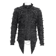 Load image into Gallery viewer, TT283 Punk hooded laminated ripped T-shirt
