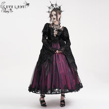 Load image into Gallery viewer, ESKT05202 GOTHIC Chest V-neck long-sleeved jacquard mesh dress
