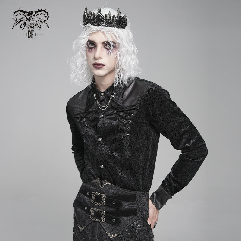 SHT149 Embossed Velvet Gothic Long Sleeve Shirt