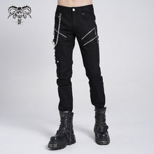 Load image into Gallery viewer, PT001 devil fashion punk rock zipper black men trousers with chains
