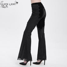 Load image into Gallery viewer, EPT01901 Black Sexy Women Gothic velvet and lace flared trousers
