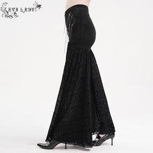 Load image into Gallery viewer, EPT017 Velvet and burnt-out flower mesh bell-bottom gothic women pants
