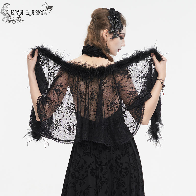 ECA011 feather lace shawl