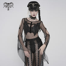 Load image into Gallery viewer, TT306 Bat-Shaped Chest Punk Mesh T-Shirt
