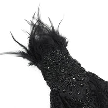 Load image into Gallery viewer, EGE00201 Black gothic Flocked rose mesh feather sleeves
