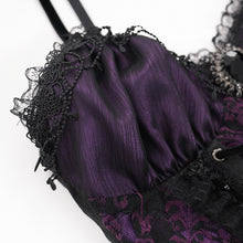 Load image into Gallery viewer, ECST00702 purple Gothic Pattern Jacquard Feather Rose Women sexy Corset
