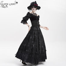 Load image into Gallery viewer, ESKT07001 Gothic 3D velvet flower pattern skirt with corset
