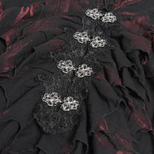 Load image into Gallery viewer, SHT148 Double-layer mesh hand-painted burgundy long-sleeved shirt
