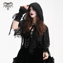 Load image into Gallery viewer, CA047 Women Gothic Flocked Spider Web Hooded Shawl
