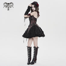 Load image into Gallery viewer, SKT25402 Dark Red Jacquard Rose Pattern Woven Gothic Lolita Dress
