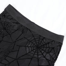Load image into Gallery viewer, PT253 black women flocked spider web mesh flared trousers
