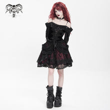 Load image into Gallery viewer, SKT23902 black and red Lolita short puffy skirt
