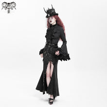 Load image into Gallery viewer, SKT101 High side slit design Japanese sexy girls black half skirts with adjusted loops
