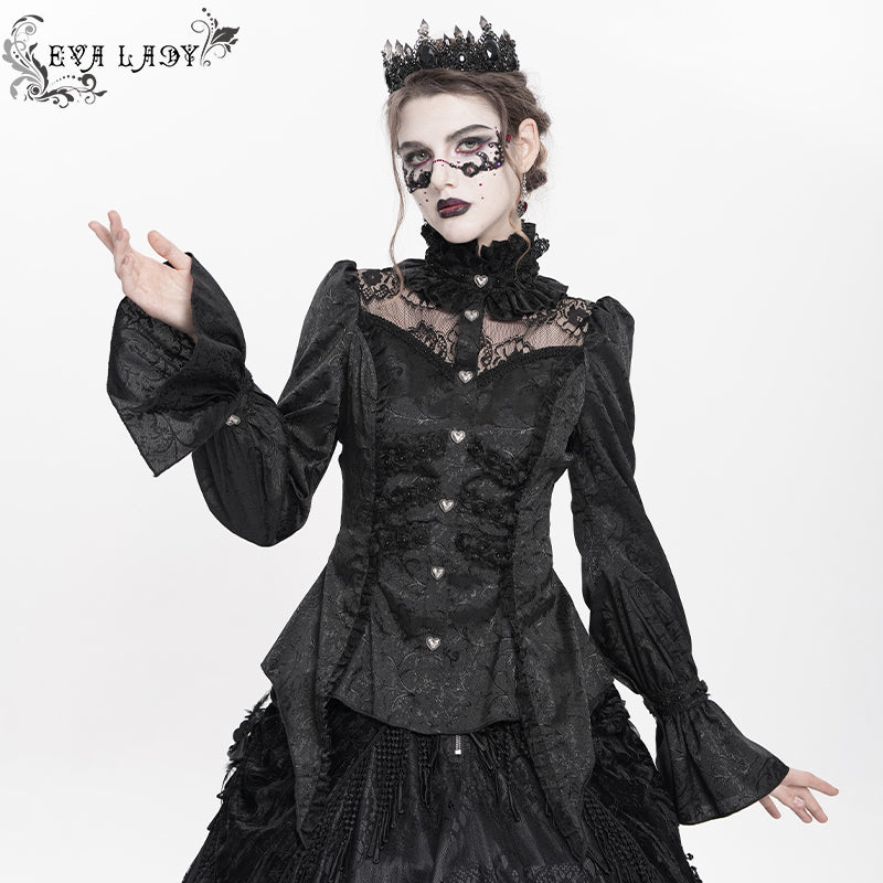 ESHT017 long-sleeved tree branch jacquard shirt