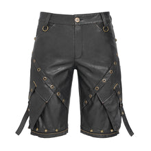 Load image into Gallery viewer, PT301 Punk-style Straight-Leg Faux Leather Trousers (Convertible into Shorts)
