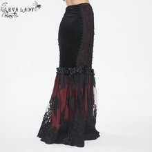 Load image into Gallery viewer, ESKT04402 Black and red Gothic high waist fishtail skirt
