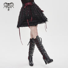 Load image into Gallery viewer, SKT25901 Sequined Mesh and Flat Grid-Paneled Lolita Miniskirt
