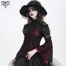 Load image into Gallery viewer, TT27902 Dark Red Gothic Double Lace Mesh Women T-Shirt
