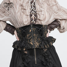 Load image into Gallery viewer, AS299 Black and Apricot Paisley Gothic Waist Belt
