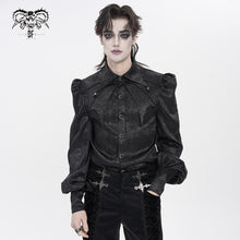 Load image into Gallery viewer, SHT15401 Gothic Long-Sleeve Pleated Shirt with Bat-Wing Shoulder Flaps

