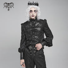 Load image into Gallery viewer, SHT14601 Black Gothic two-tone cashew jacquard long-sleeved shirt
