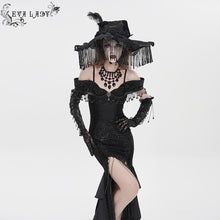 Load image into Gallery viewer, EAS043 Polka-Dot Wizard Hat with Long Tassels, Feathers and Rose
