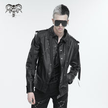 Load image into Gallery viewer, CT207 Punk Rivets Studded Webbing Faux Leather Men&#39;s Short Jacket
