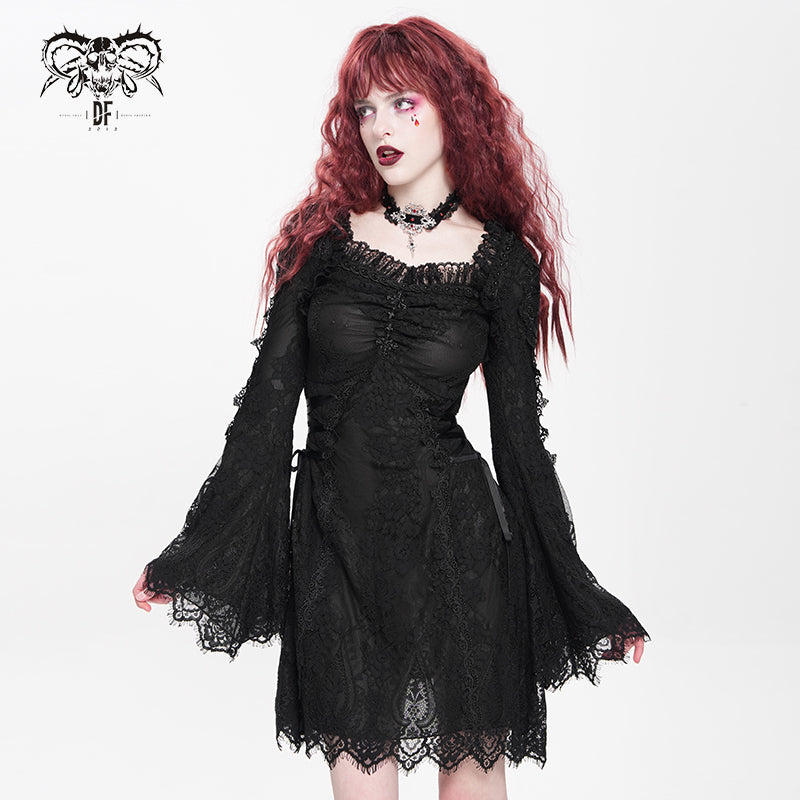 long sleeve goth dress SKT24501 floral Lace Gothic 2XL Adorned with lace and Neckwear Type:Neck Tab With Hook-And-Loop Fastener Ancient Chinese Wedding Han EID2023ALL